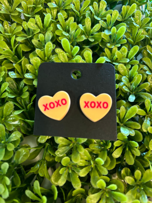 Yellow XOXO Heart Earings