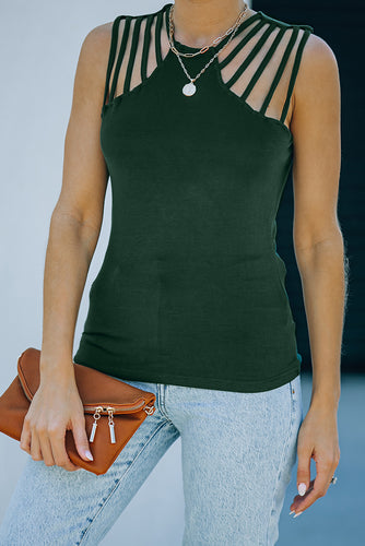 Green Brief Studded Detail Multi-Strap Casual Tank Top