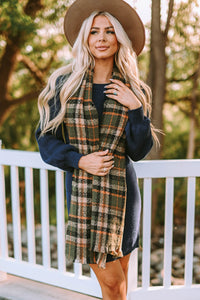 Green Winter Thick Large Plaid Scarf