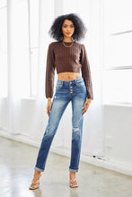 Load image into Gallery viewer, Kancan Mid Rise Repaired Skinny Straight Jeans