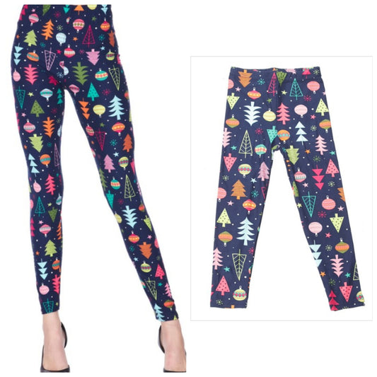 969. NAVY CHRISTMAS LEGGINGS - ADULT & KIDS