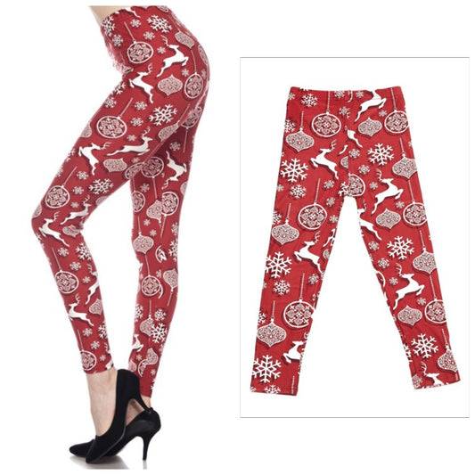 971. RED CHRISTMAS LEGGINGS - ADULT & KIDS