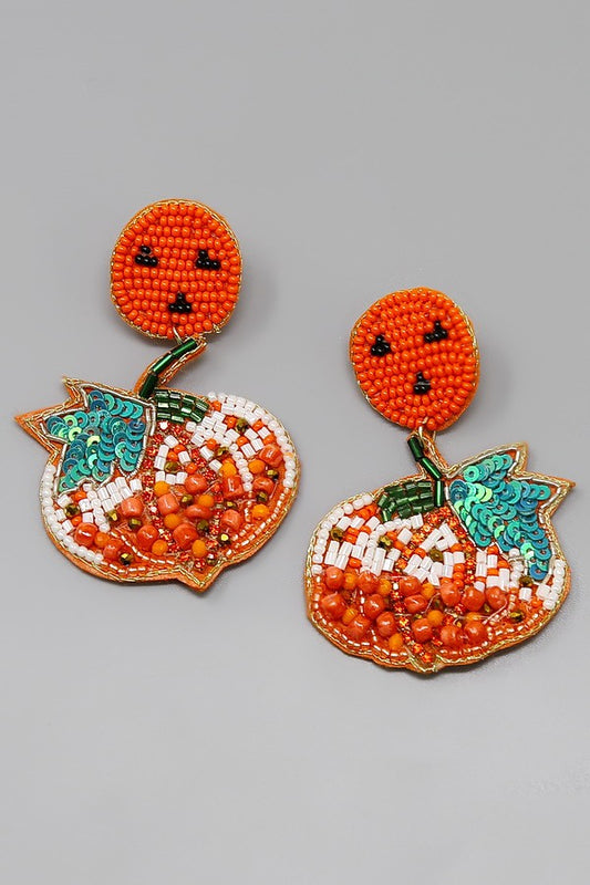 Pumpkin Beaded Earrings