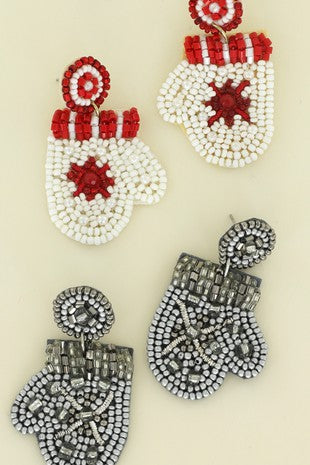 BEADED WINTER MITTEN EARRINGS