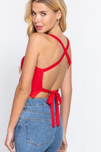 Load image into Gallery viewer, White Ribbed Open Cross Back Crop Top