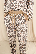 Load image into Gallery viewer, Leopard Print Long Sleeve Top and Drawstring Pants Loungewear