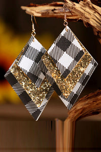 964. Plaid Sequin Leather Earrings
