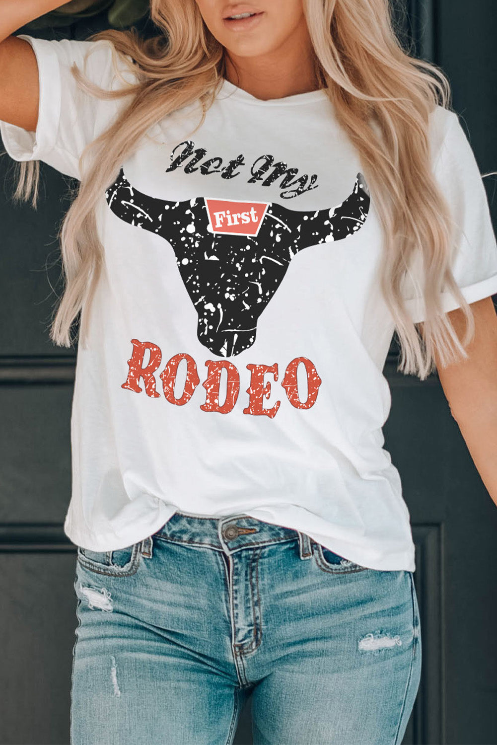 White Not My Rodeo Bull Graphic T Shirt