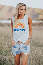 Load image into Gallery viewer, 510. White Good Vibes O-Neck Rainbow Tank