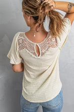 Load image into Gallery viewer, Apricot Crochet Splicing Flutter Sleeve Top