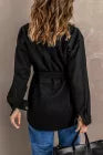 Black Lapel Button-Down Coat with Chest Pockets