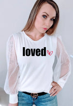 Load image into Gallery viewer, 126. White Round Neck Dotted Lantern Sleeve Top