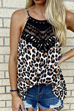 Load image into Gallery viewer, Leopard Print Lace Patchwork Spaghetti Strap Cami Top