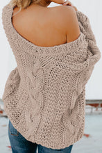 Load image into Gallery viewer, Apricot Bubblegum V-Neck Braided Knit Sweater