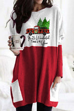 Load image into Gallery viewer, 957. Red Christmas Printed Contrast Tunic Top