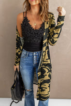 Load image into Gallery viewer, Green Camo Print Long Cardigan