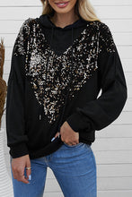 Load image into Gallery viewer, Black Chevron Sequin Pullover Hoodie