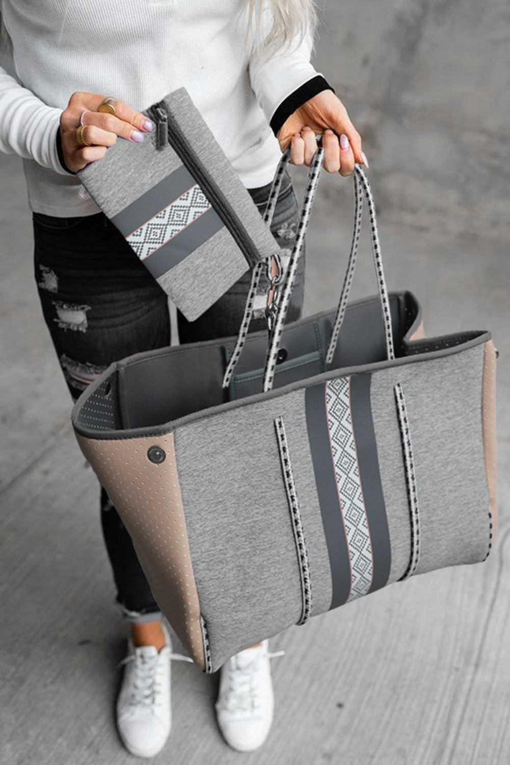 Gray Neoprene Tote Bag