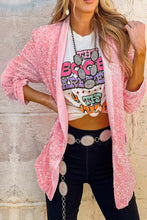 Load image into Gallery viewer, Pink Open Front Sequin Blazer