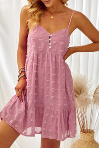Pink Polka Dot Texture Slip Mini Dress