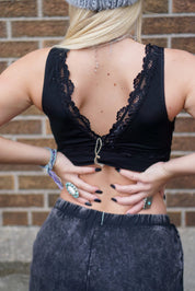 Black Lace V Neckline Bralette