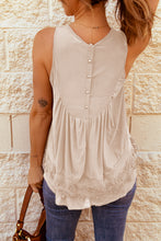Load image into Gallery viewer, Apricot Lace Detail Buttons Back Sleeveless Top