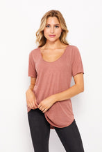 Load image into Gallery viewer, Mauve Marled Short Sleeve Round Neck Basic Top
