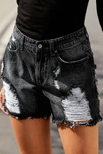 Load image into Gallery viewer, Black Clubhouse High Rise Distressed Denim Shorts