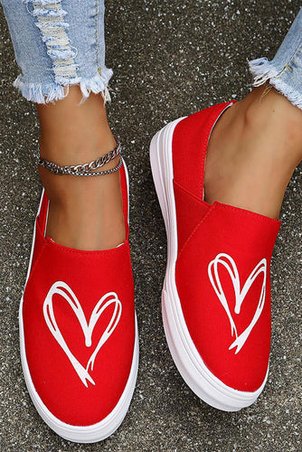 Red Valentine Heart Slip-On Sneakers