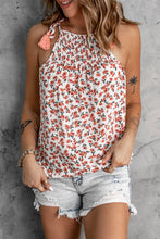 Load image into Gallery viewer, Floral Print Tassel Drawstring Lace-up Tank Top