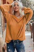 Load image into Gallery viewer, Orange Textured V Neck Long Sleeve Knit Top