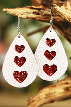 Load image into Gallery viewer, White Sequin Heart PU Leather Drop Earrings
