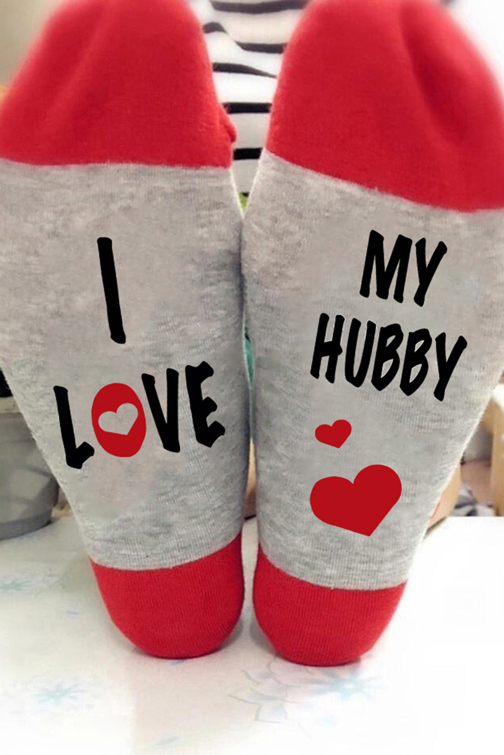 Letter heart shape print socks