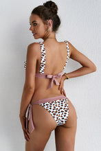 Load image into Gallery viewer, Deep V Neck Leopard Print Bikini with Tied