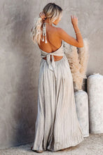 Load image into Gallery viewer, White Pocketed Printed Halter Backless Maxi Dress
