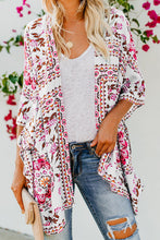 Load image into Gallery viewer, White Floral Kimono Cardigan Open Front Cover Up