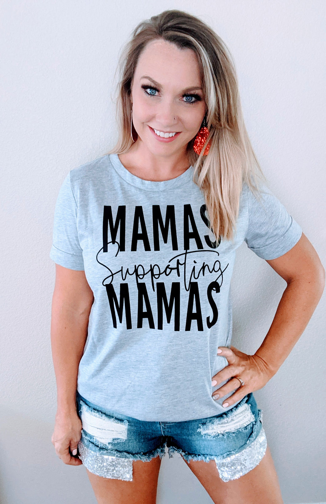 581. MAMAS Supporting Graphic Print Gray Tee