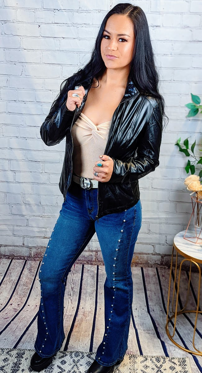 Black Faux Leather Moto Jacket