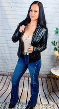 Load image into Gallery viewer, Black Faux Leather Moto Jacket
