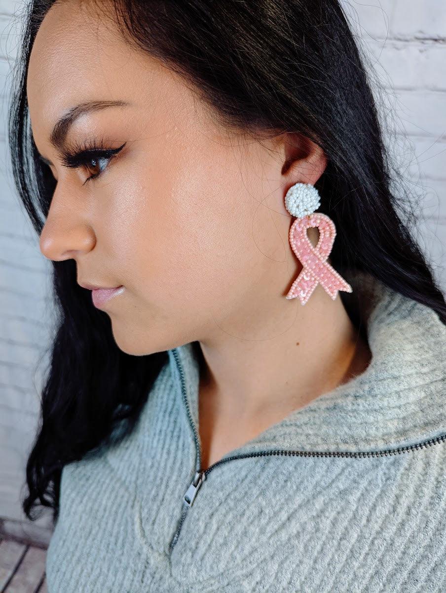 BREAST CANCER AWARENESS RIBBON EARRINGS