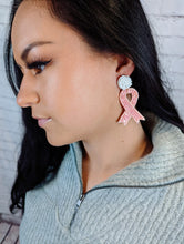 Load image into Gallery viewer, BREAST CANCER AWARENESS RIBBON EARRINGS