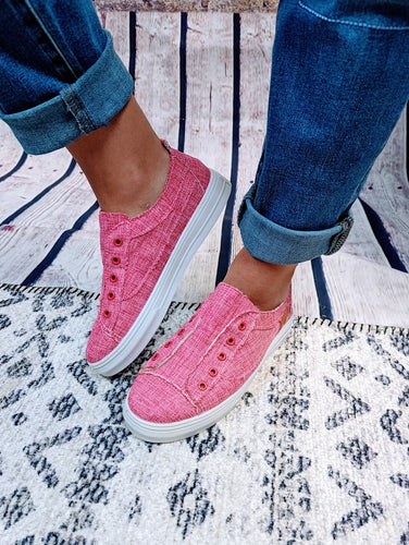 Pink Vintage Washed Slip On Canvas Shoes