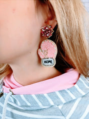 PINK BEADED MITTEN EARRINGS