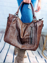 Load image into Gallery viewer, Brown Oversized Vegan Leather Tote