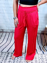 Load image into Gallery viewer, Rose Smocked Elastic Waist Wide Leg Pants