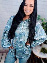 Load image into Gallery viewer, Green Camo Print Oversize Long Sleeve Hoodie