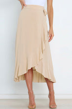 Load image into Gallery viewer, Apricot Ruffled Wrap Lace-up High Waist Maxi Skirt