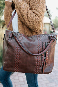 Brown Oversized Vegan Leather Tote