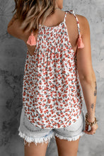 Load image into Gallery viewer, Floral Print Tassel Drawstring Lace-up Tank Top