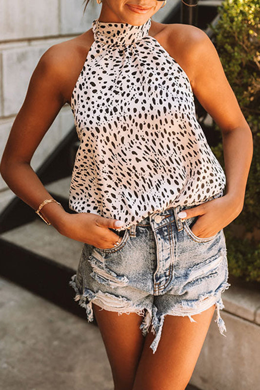 Halter Neck Leopard Print Tank Top